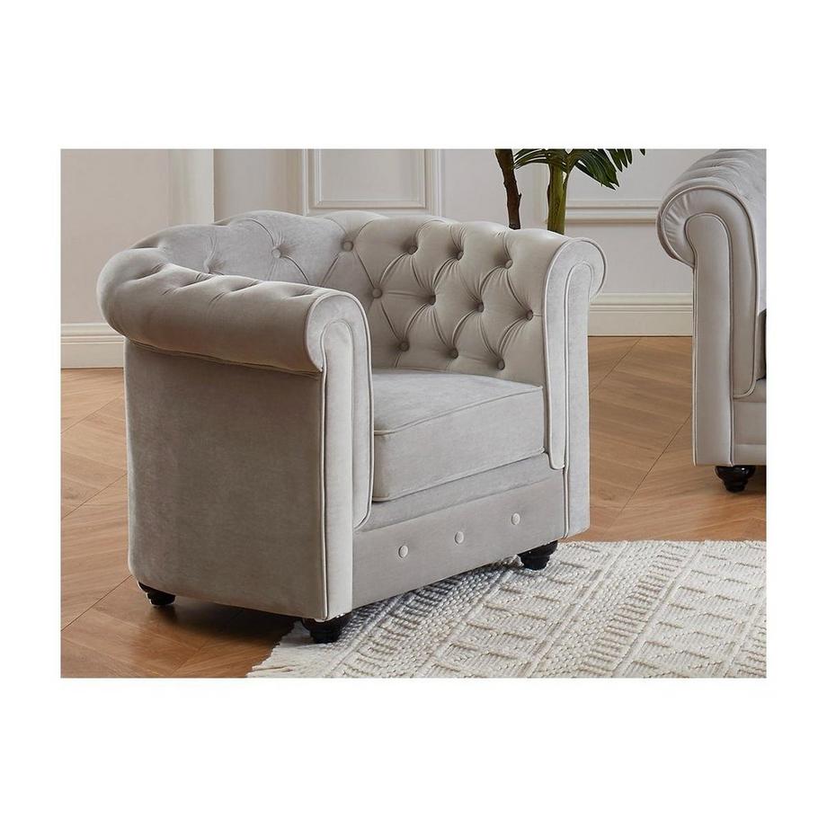 Vente-unique Lot de 2 Fauteuils CHESTERFIELD Velours clair  