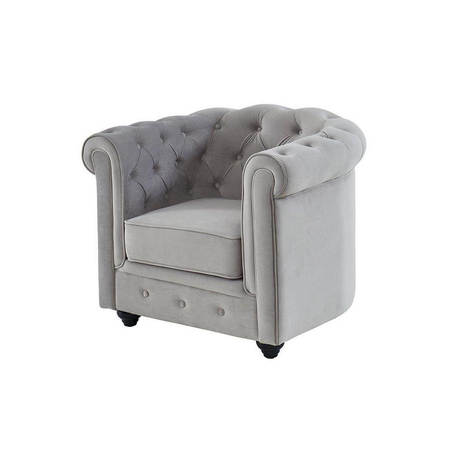 Vente-unique Lot de 2 Fauteuils CHESTERFIELD Velours clair  