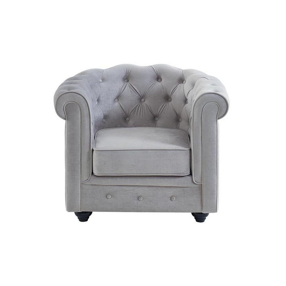 Vente-unique Lot de 2 Fauteuils CHESTERFIELD Velours clair  
