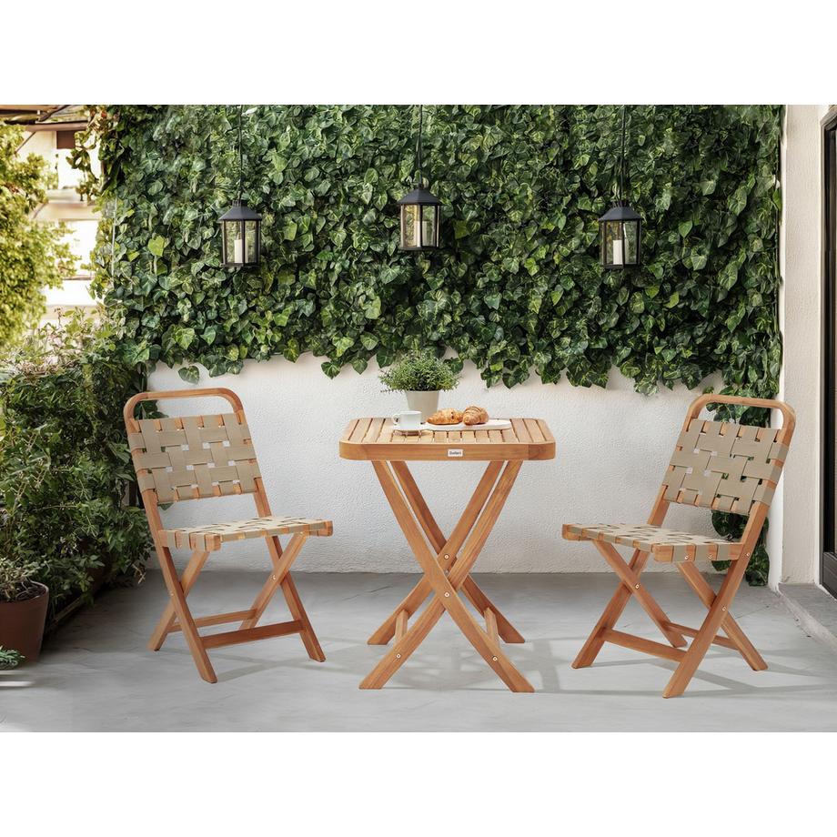 Beliani Set bistrot en Legno d'acacia certificato FSC® Rustico CALCIANO  