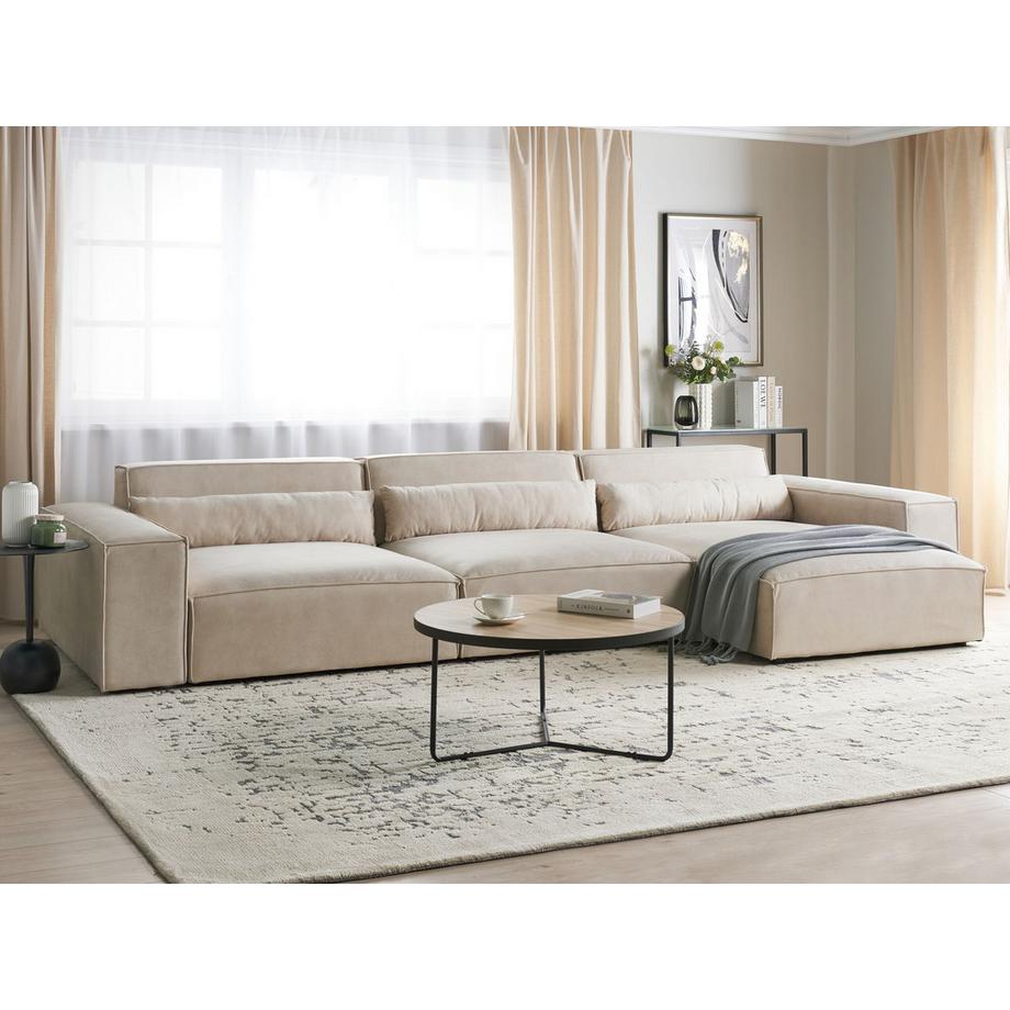 Beliani Ecksofa aus Samtstoff Modern HELLNAR  