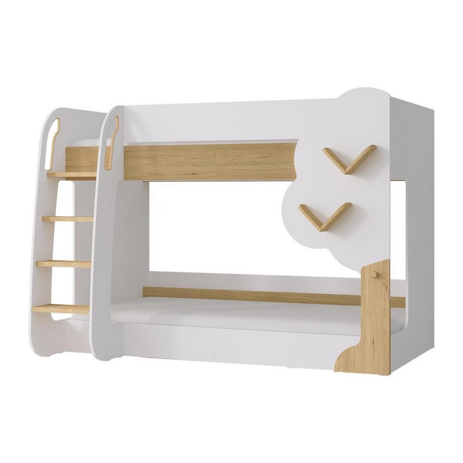 Vente-unique Letto a castello 2 x 90 x 190 cm Bianco e Naturale - PILATI  