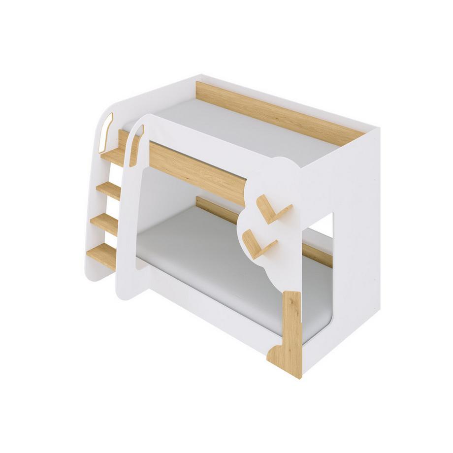 Vente-unique Letto a castello 2 x 90 x 190 cm Bianco e Naturale - PILATI  