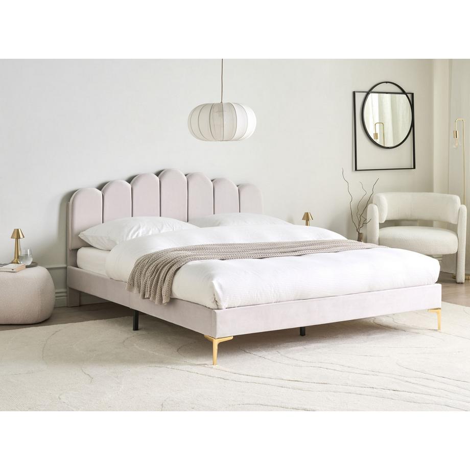 Beliani Bett mit Lattenrost aus Samtstoff Glamourös SAUVIAN  