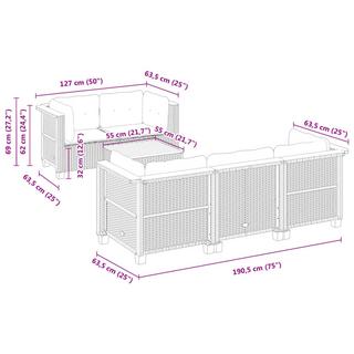 VidaXL Ensemble de canapés de jardin rotin synthétique  