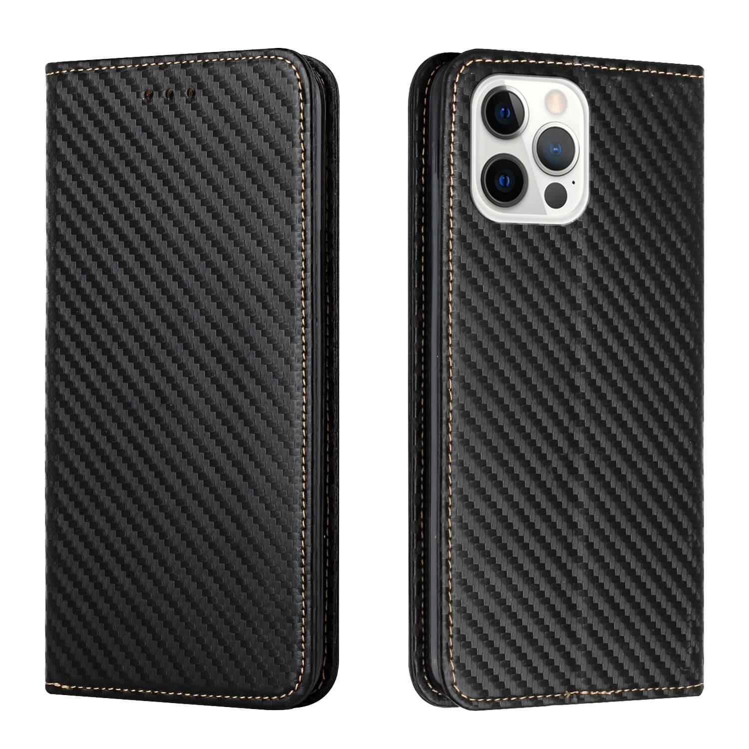 Cover-Discount  iPhone 14 Pro - Carbon Look Flip Case Hülle 