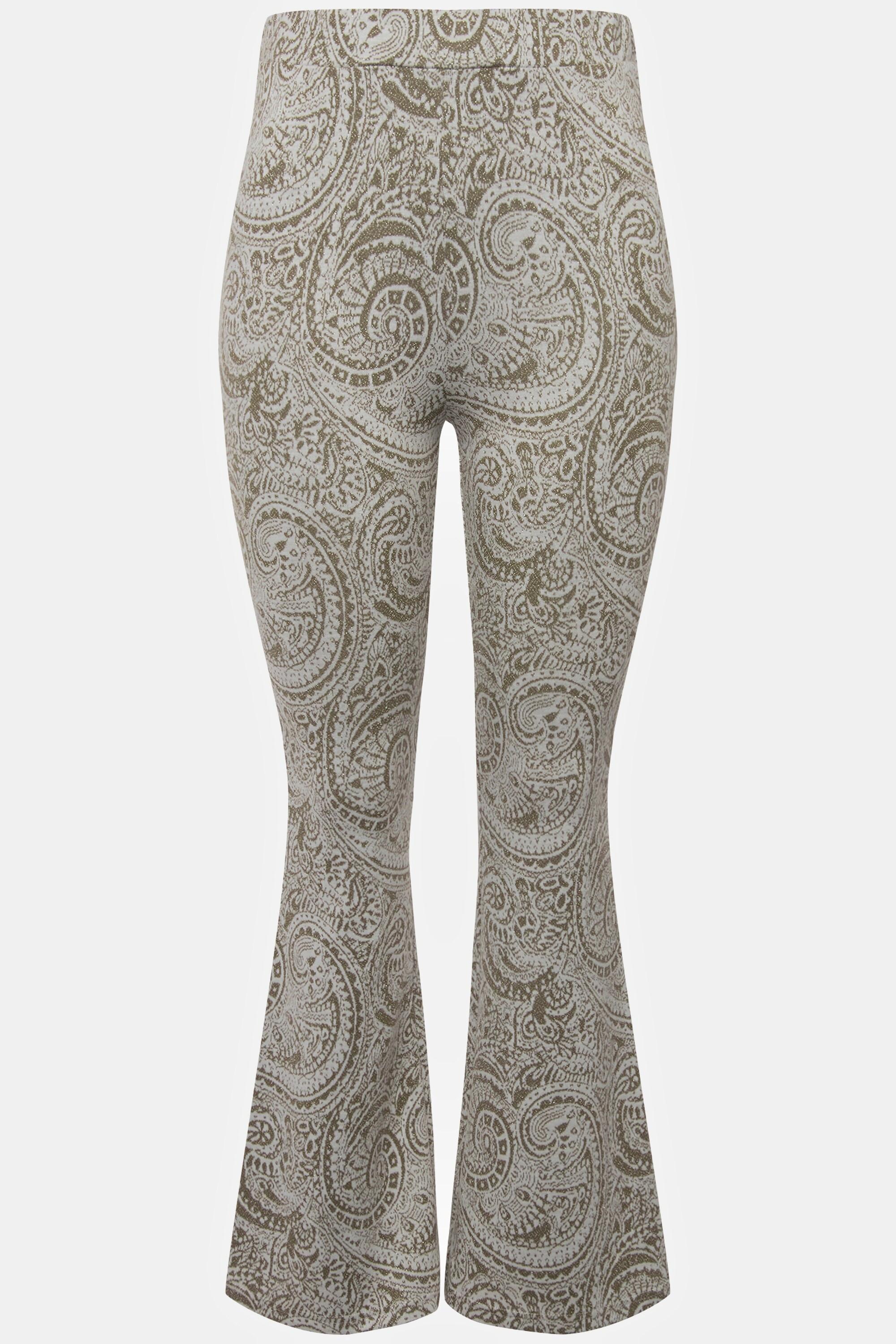 Studio Untold  Pantalon à pattes d'éléphant, legging, motif cachemire, taille élastique 