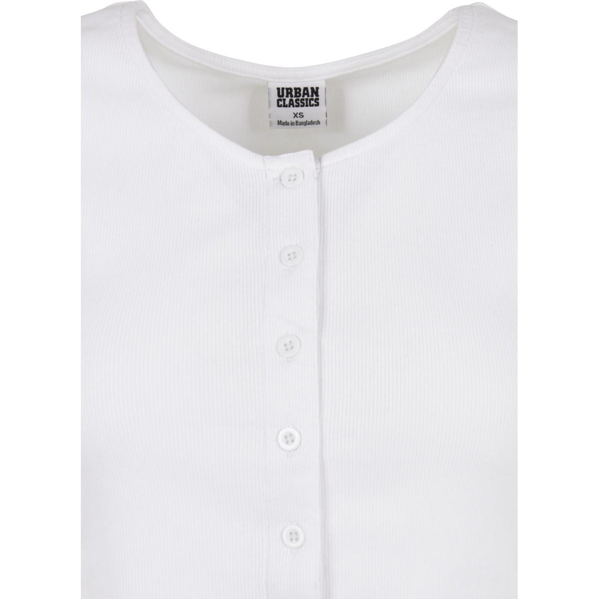 URBAN CLASSICS  t-shirt cropped button up rib-grandes tailles 