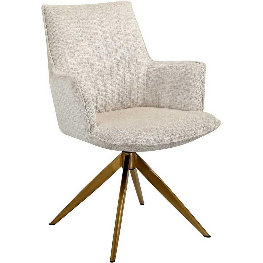 Sedia girevole Dakota in ciniglia beige