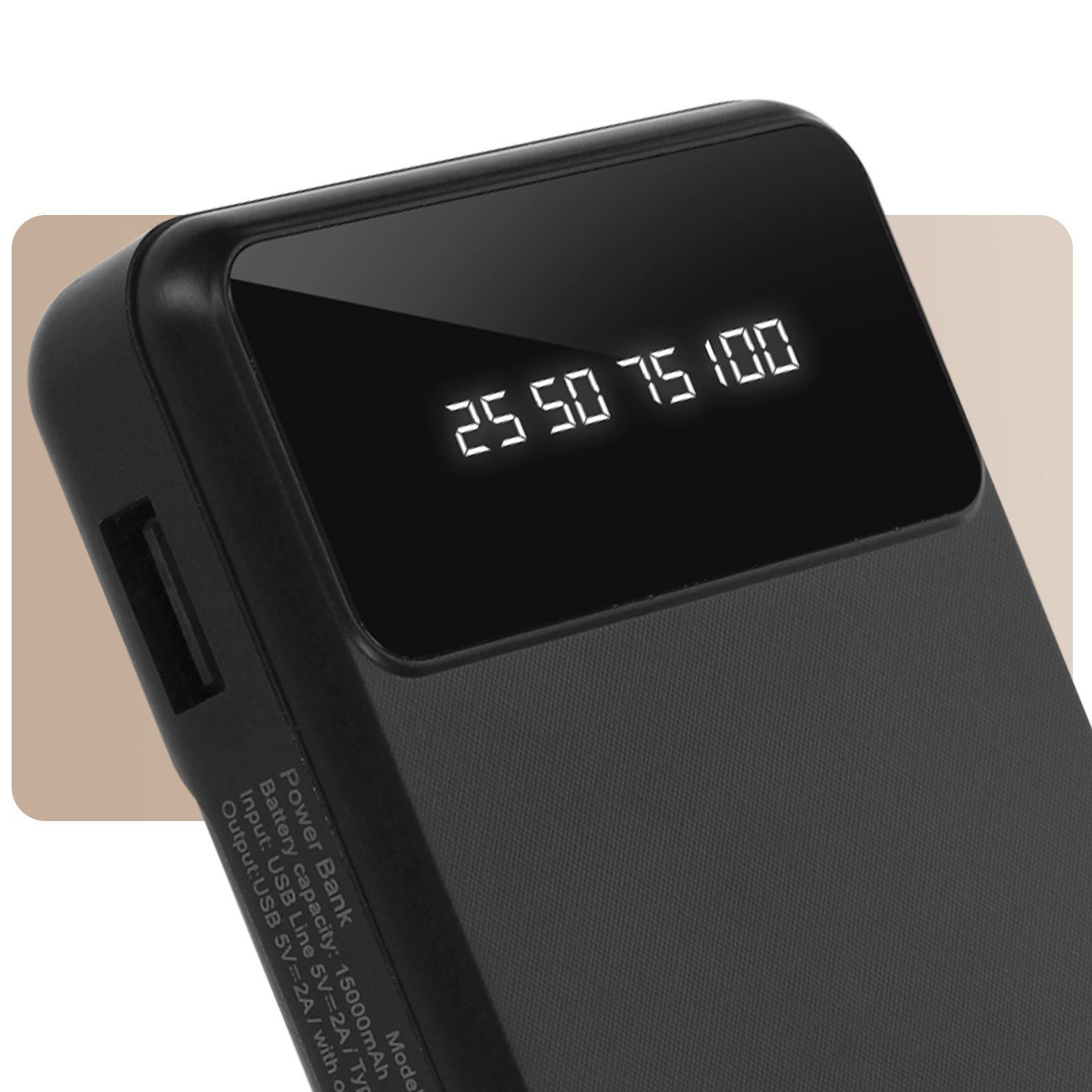 Avizar  Powerbank 15000mAh, cavo 4in1 LinQ nero 