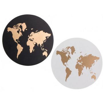 Set de 4 sous-verres en bois, carte du monde