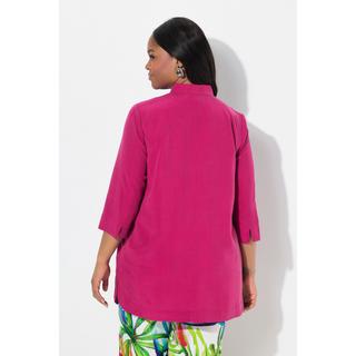 Ulla Popken Tunique Longue Empiècement Col Montant Encolure en V Manches 3/4  