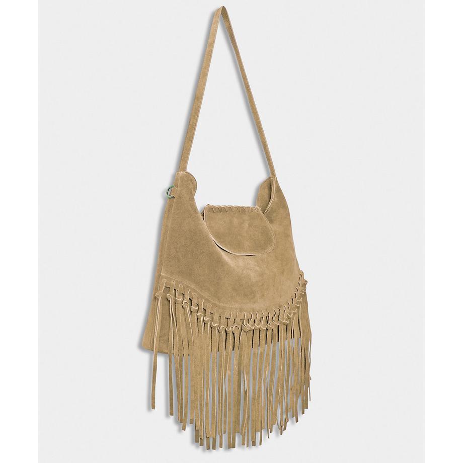 Joe Browns Veloursledertasche mit Quasten im Boho-Stil  