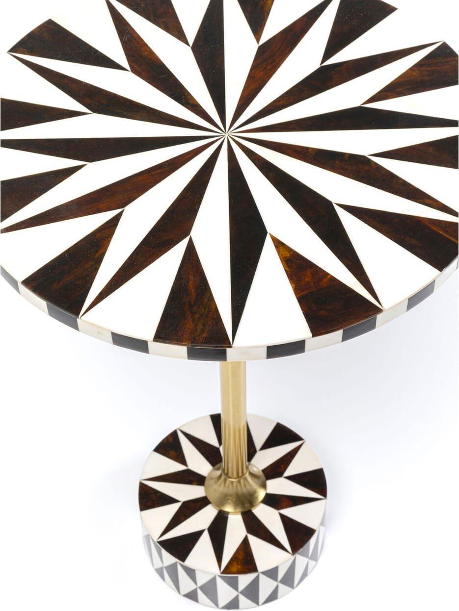 KARE Design Table d&#039;appoint Domero Star marron blanc rond 40  