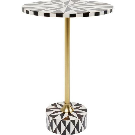 KARE Design Table d'appoint Domero Star marron blanc ronde années 40  