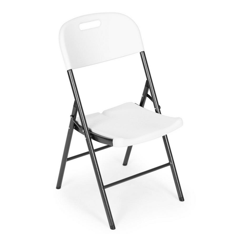 B2X Lot de 4 chaises pliantes, ensemble traiteur, métal, HDPE, blanc, ModernHome  