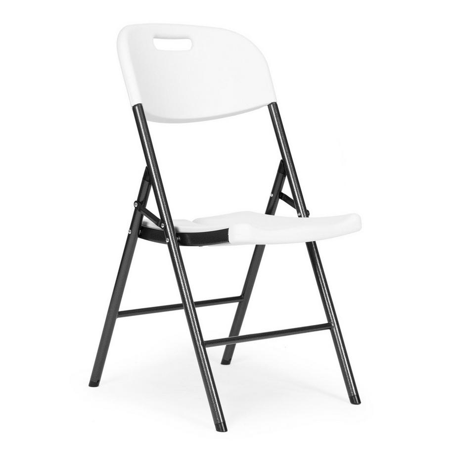 B2X Lot de 4 chaises pliantes, ensemble traiteur, métal, HDPE, blanc, ModernHome  