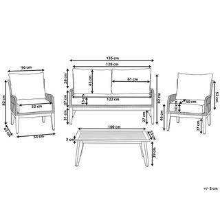 Beliani Ensemble de salon avec table en Acacia Moderne MERANO  