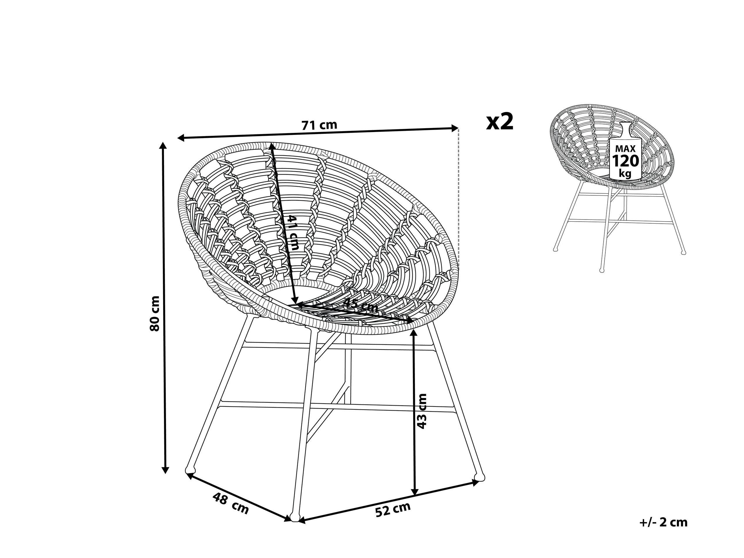 Beliani Set di 2 sedie en Rattan sintetico Boho ACERRA  