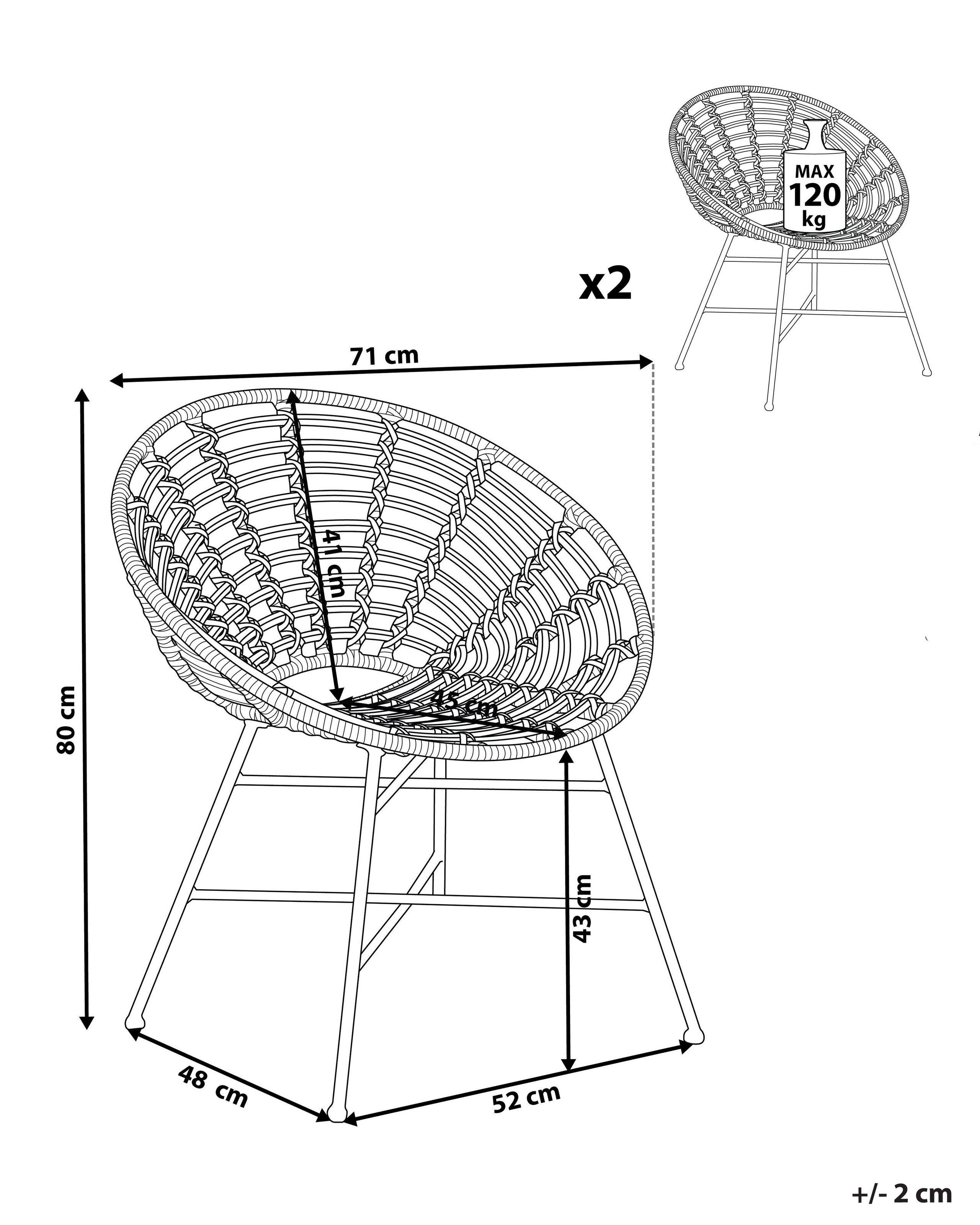 Beliani Set di 2 sedie da giardino en Rattan sintetico Boho ACERRA  