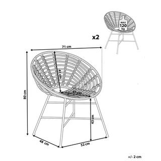 Beliani Set di 2 sedie da giardino en Rattan sintetico Boho ACERRA  