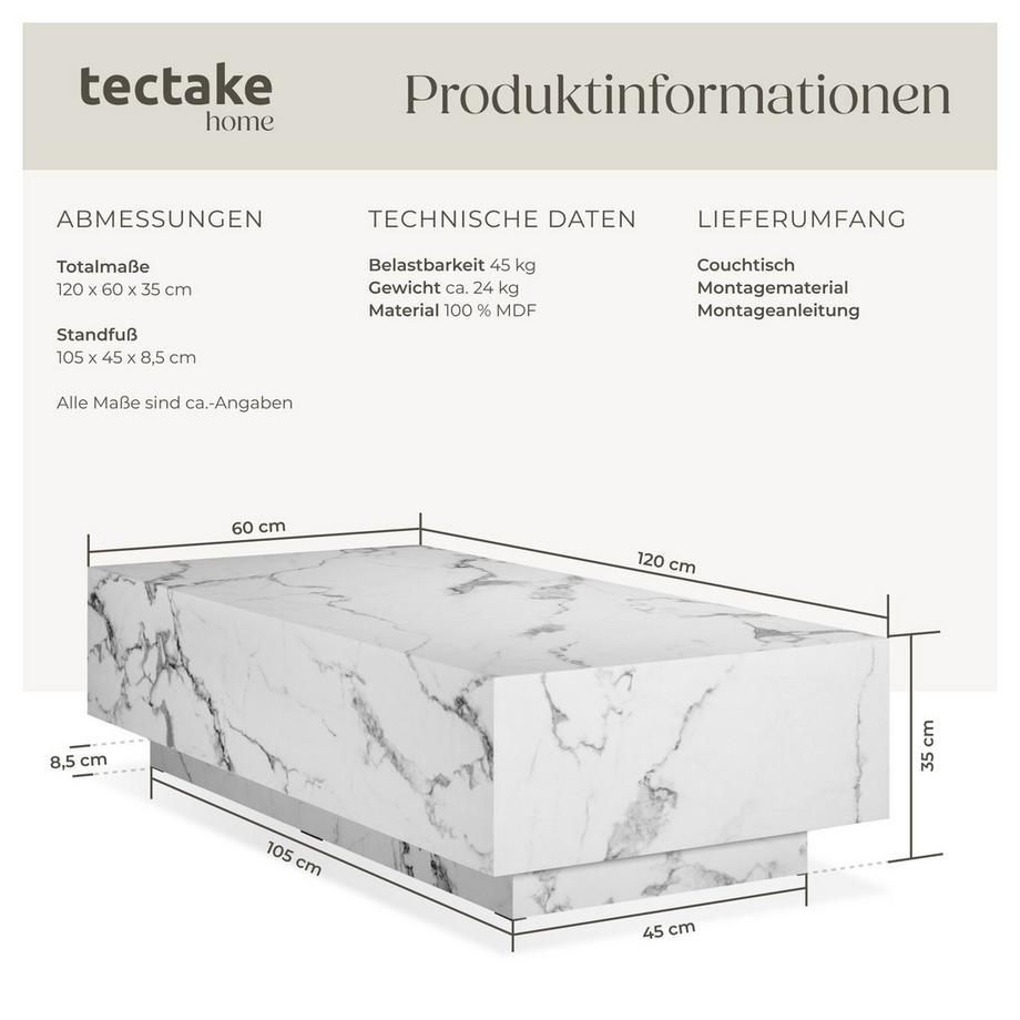 Tectake Table basse LASLEY design minimaliste  