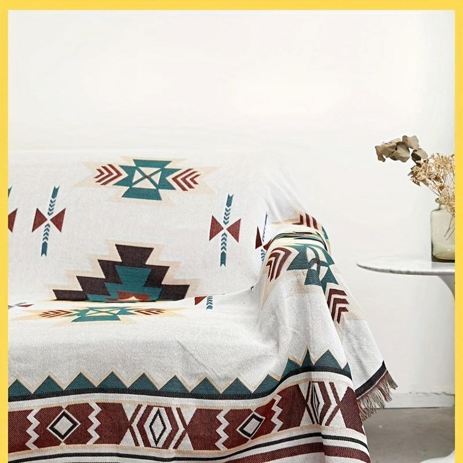 Alopini  1 Stück. Vintage böhmische Picknickmatte, tragbare und bunte geometrische Muster Outdoor-Decke mit Quasten, Maschine waschbar, perfekt für Camping 