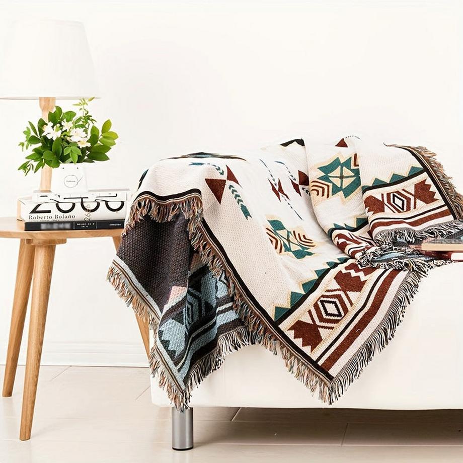 Alopini  1 Stück. Vintage böhmische Picknickmatte, tragbare und bunte geometrische Muster Outdoor-Decke mit Quasten, Maschine waschbar, perfekt für Camping 