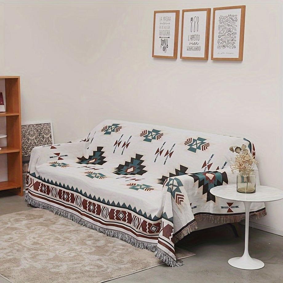 Alopini  1 Stück. Vintage böhmische Picknickmatte, tragbare und bunte geometrische Muster Outdoor-Decke mit Quasten, Maschine waschbar, perfekt für Camping 