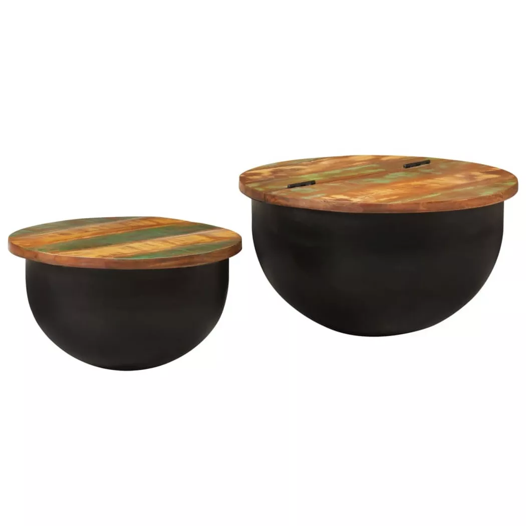 VidaXL - Table basse bois de récupération, One Size, Noir