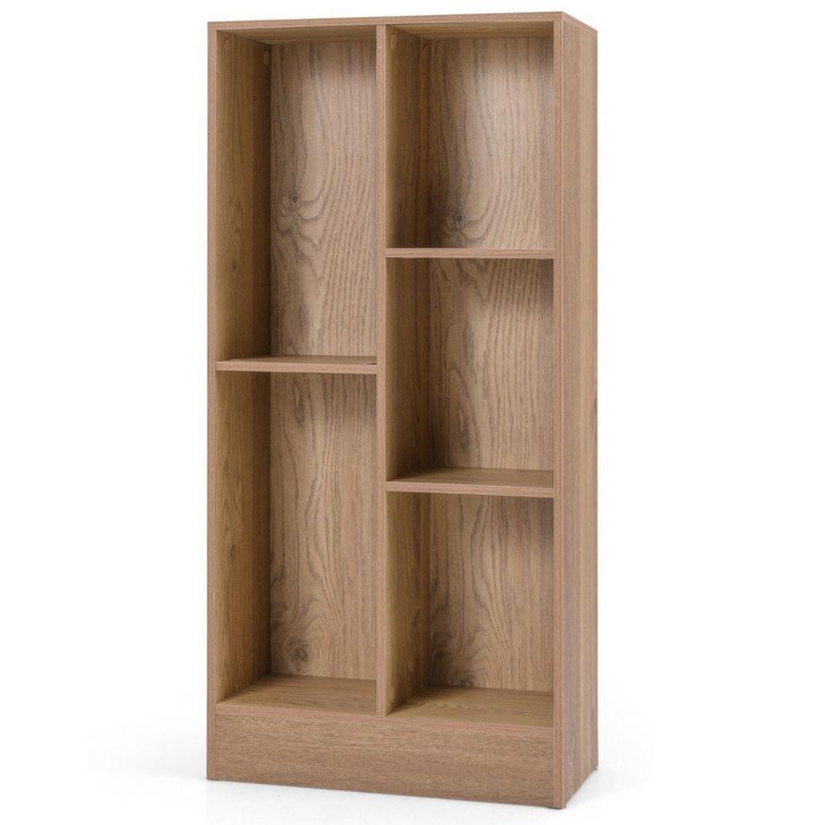 Northio Bibliothèque avec 5 compartiments, étagère sur pied, étagère cubique, étagère de bureau, étagère de rangement, 50 x 24 x 104 cm, naturel  