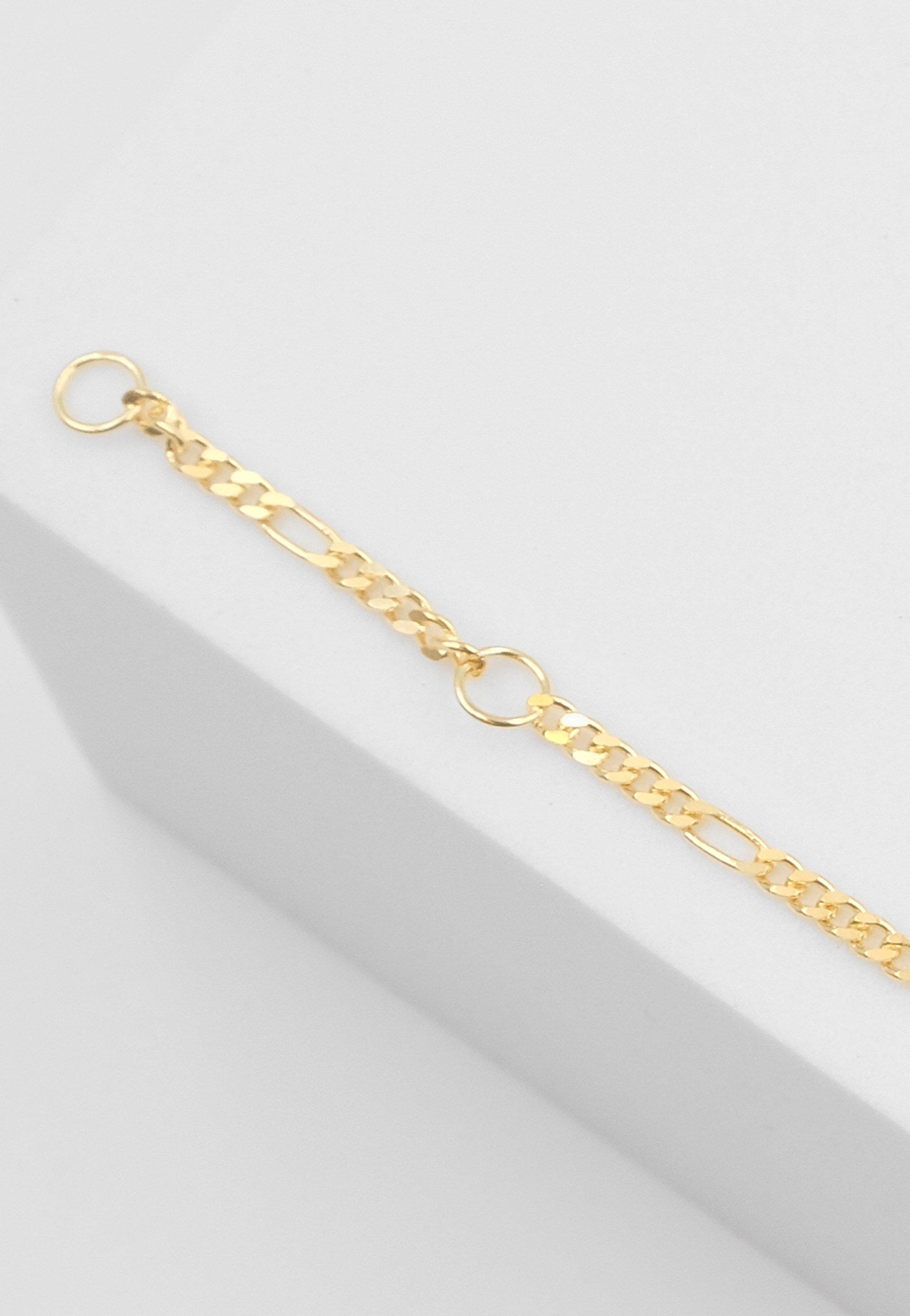 MUAU Schmuck  ID-Bracelet figaro or jaune 750 bouclier plaqué diamant, 1.8mm, 14cm 