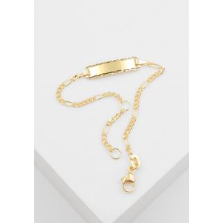 MUAU Schmuck  ID-Bracelet Figaro Gelbgold 750 Schild diamantiert, 1.8mm, 14cm 