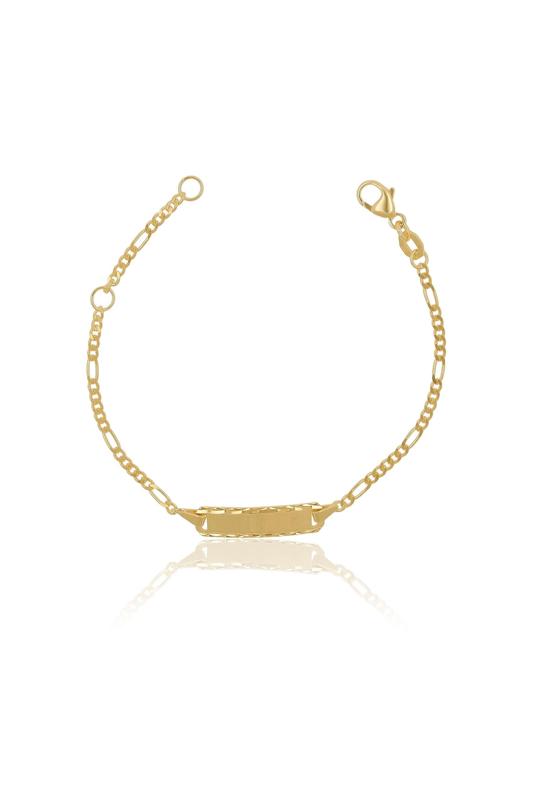 MUAU Schmuck  ID-Bracelet Figaro Gelbgold 750 Schild diamantiert, 1.8mm, 14cm 