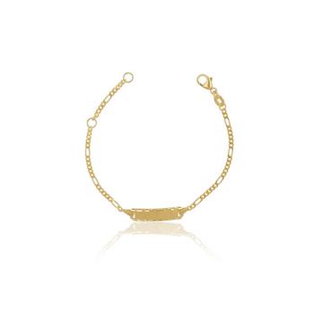 ID-Bracelet Figaro Gelbgold 750 Schild diamantiert, 1.8mm, 14cm