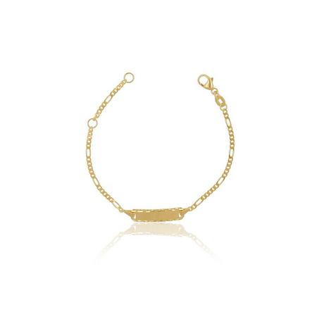 MUAU Schmuck  ID-Bracelet Figaro Gelbgold 750 Schild diamantiert, 1.8mm, 14cm 