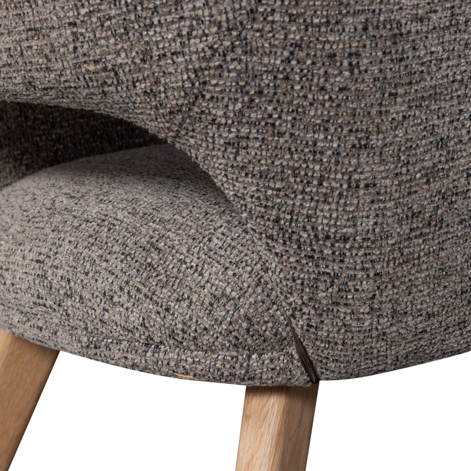 mutoni Chaise avec accoudoirs Murat taupe avec pied en bois naturel  