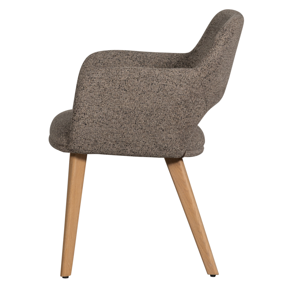 mutoni Chaise avec accoudoirs Murat taupe avec pied en bois naturel  
