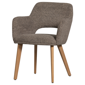 Poltrona Murat taupe con base in legno naturale