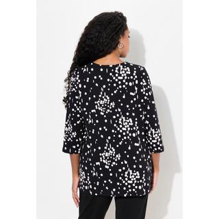 Ulla Popken  T-shirt à col tunisien et manches 3/4, pois 