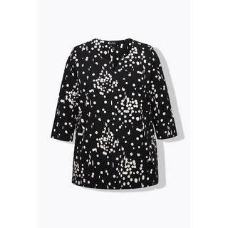 Ulla Popken  T-shirt à col tunisien et manches 3/4, pois 