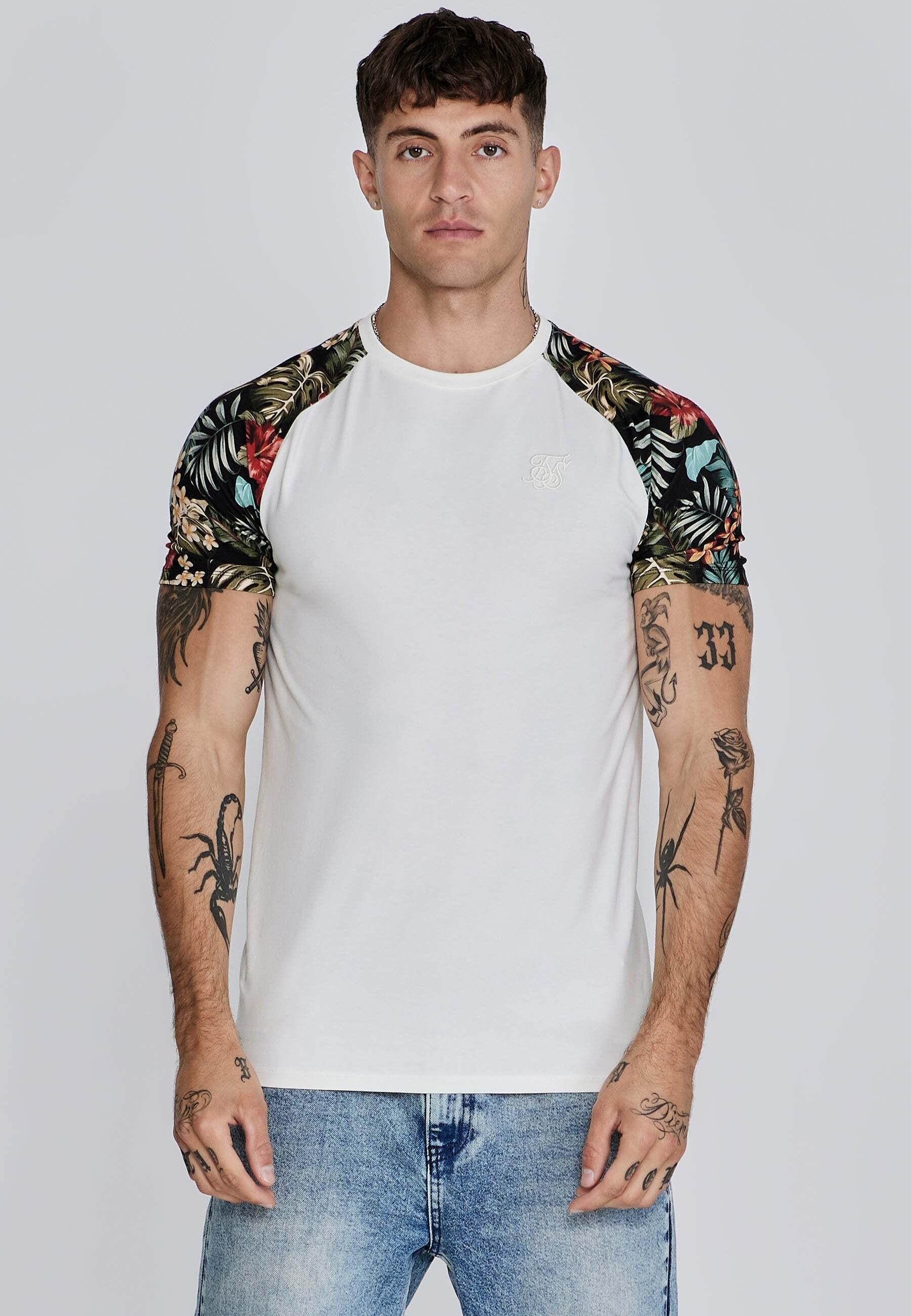 Sik Silk T-Shirt Raglan Stampa Tropicale  