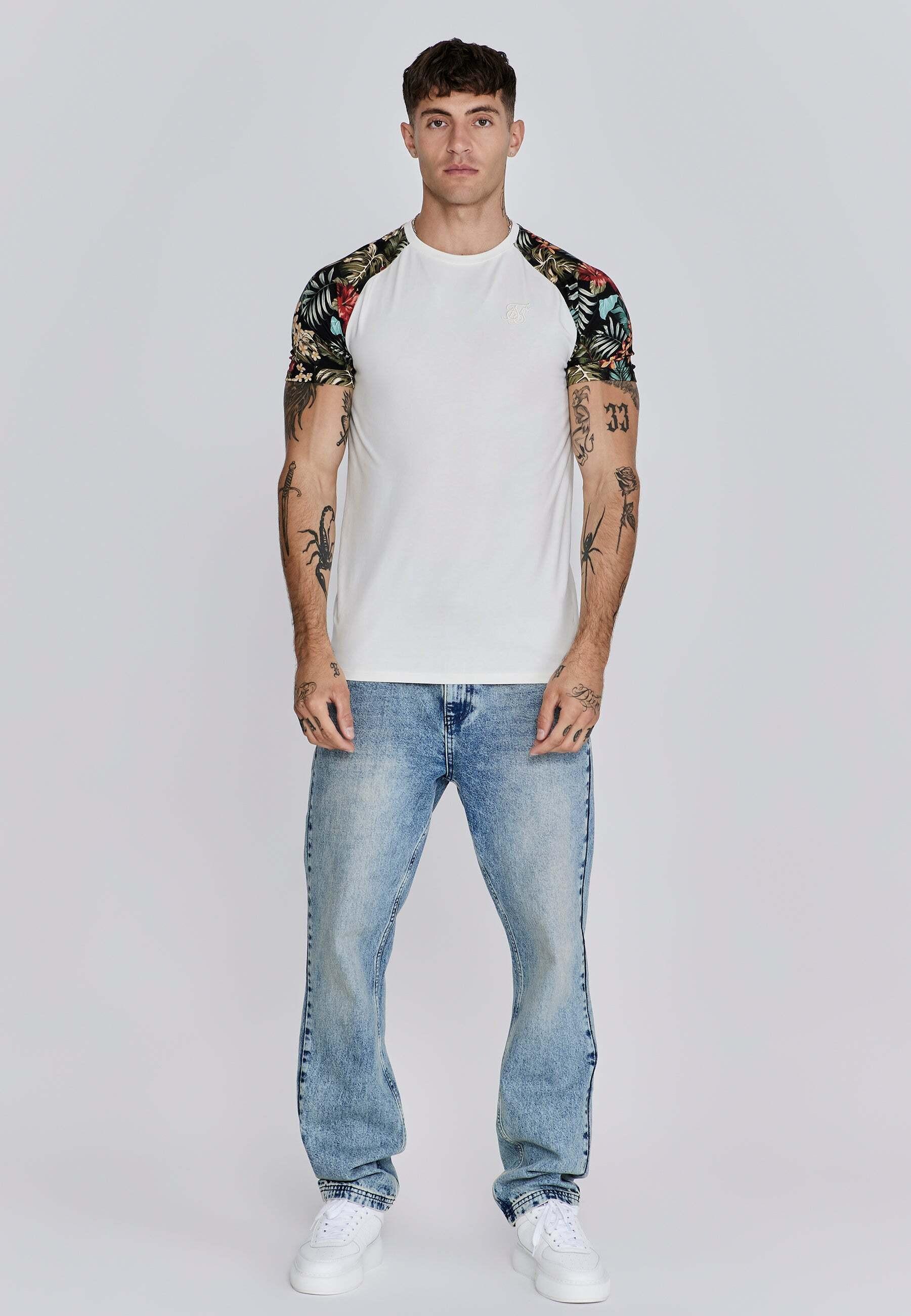 Sik Silk T-Shirt Raglan Stampa Tropicale  
