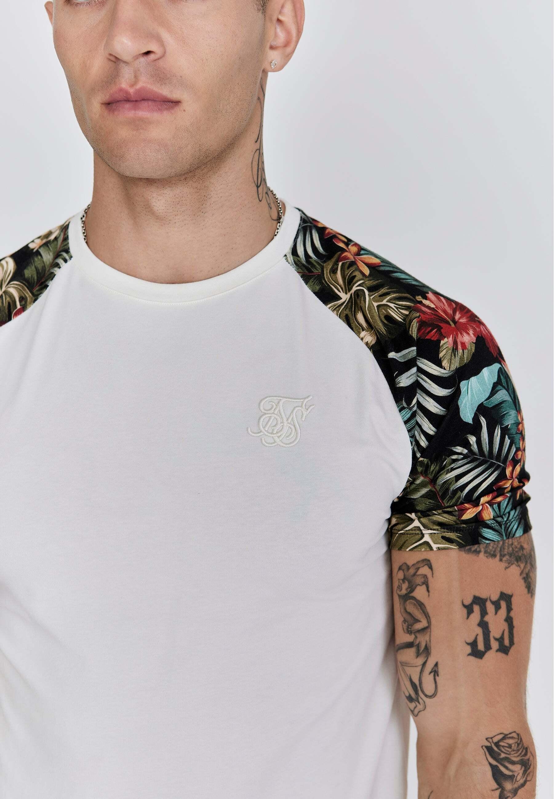 Sik Silk T-Shirt Raglan Stampa Tropicale  