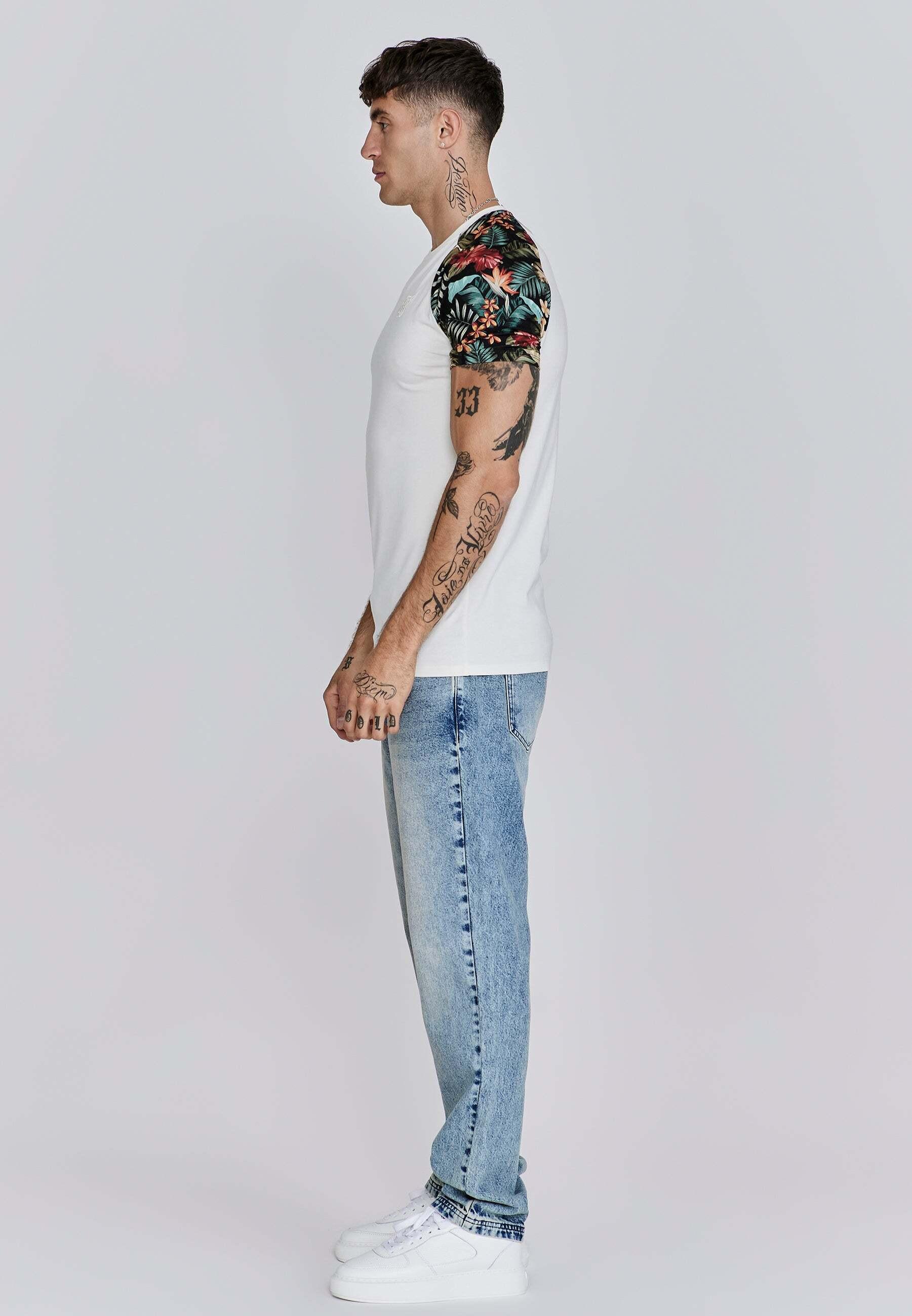 Sik Silk T-Shirt Raglan Stampa Tropicale  