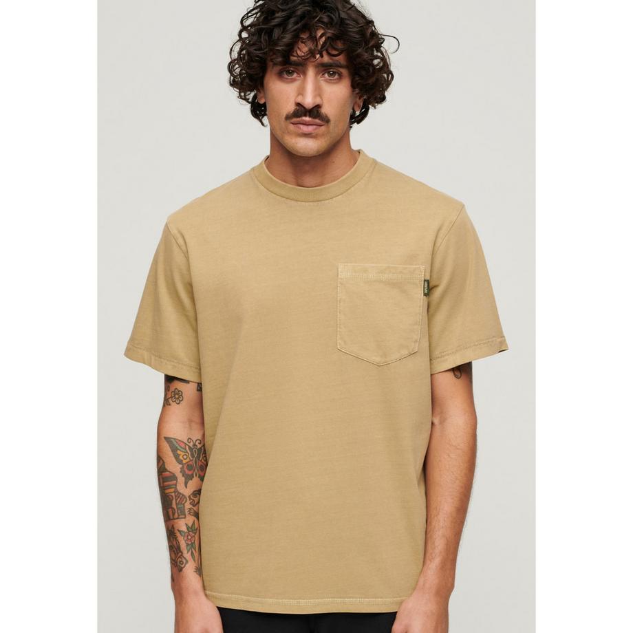 Superdry T-Shirt à Poche avec Surpiqûres Contrastées  