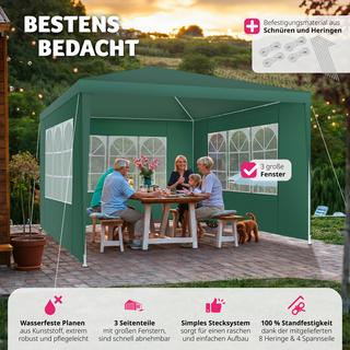 Tectake Gazebo Baraban 3 x 3 m con 3 pareti laterali  