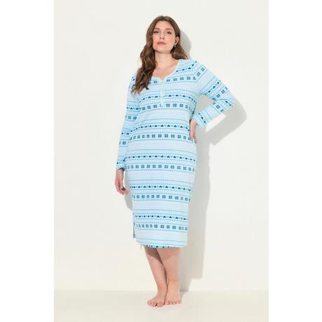 Ulla Popken  Chemise de nuit rayée, col tunisien et manches longues 