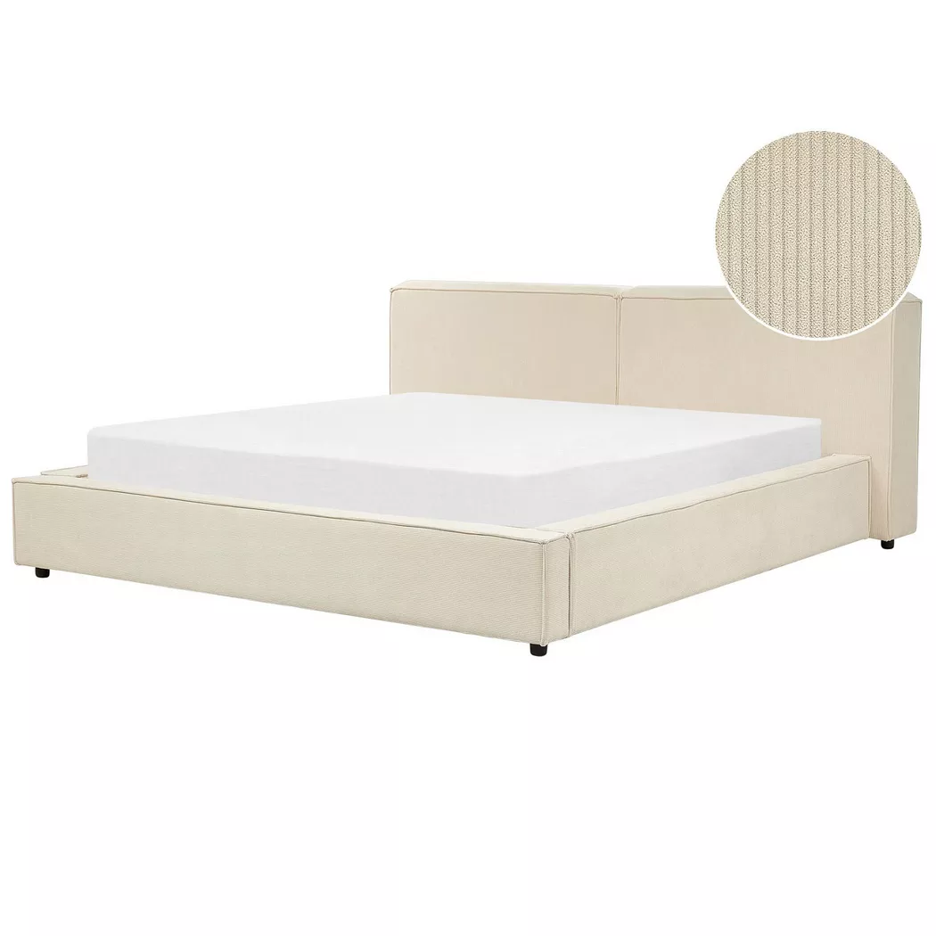 Beliani - Wasserbett aus Cord  LINARDS, Perle