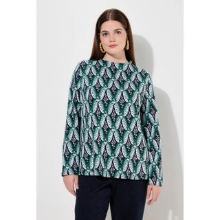 Ulla Popken  Sweatshirt, Jacquard, Stehkragen, Langarm, Biobaumwolle 